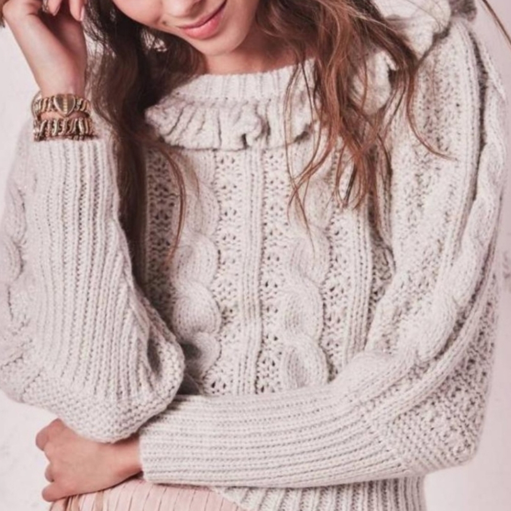 LOVESHACKFANCY CHRISTINA SWEATER CREAM XS‎